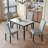 4 - Person Wooden-Frame Upholstered Dining Set with Rectangular Faux-Marble Pattern top table