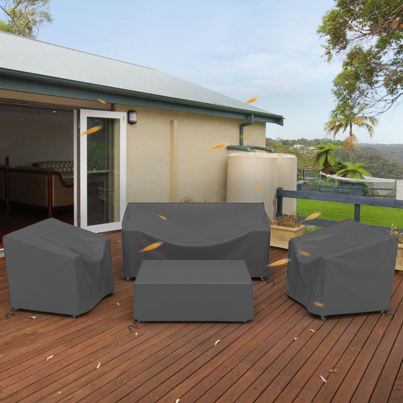 Housses pour meubles d'extérieur imperméables 4 pièces, Gris, H 30 po x l 51 po x P 27 po