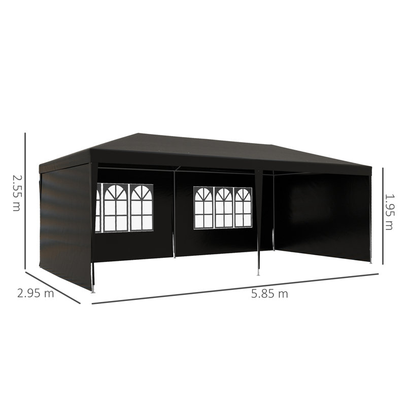 Bahattin 2.95m x 5.83m Metal Party Tent, Black