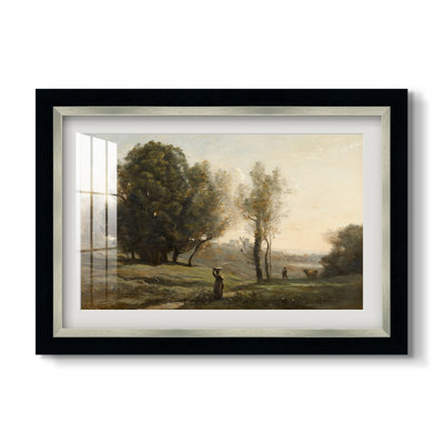 Landscape (Souvenir of les landes), c. 1872-Jean-Baptiste-Camille Corot-Custom Framed Print