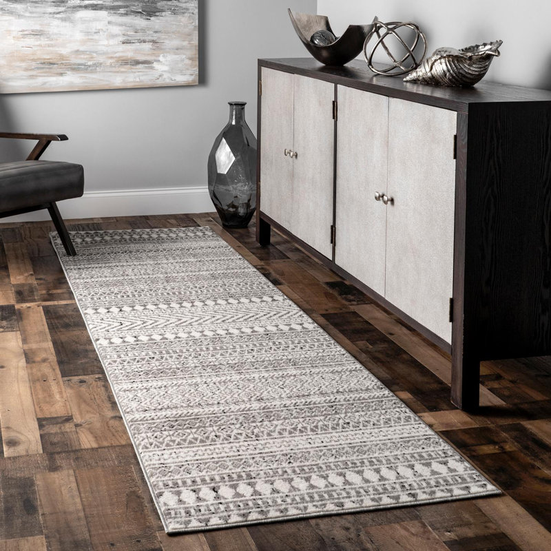 Tapis gris Amira, Tapis de couloir 2 pi 8 po x 12 pi