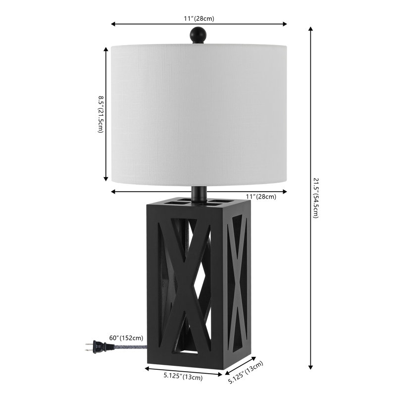 Lampe de table en bois massif Briea, Noir