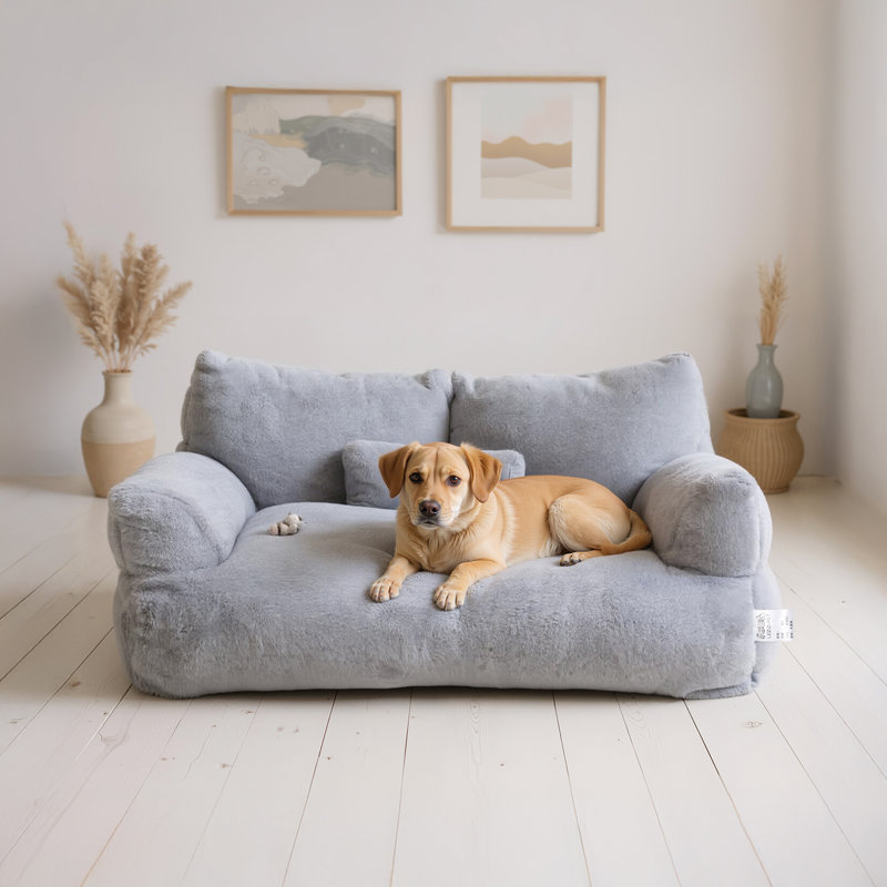 Fleece Nest Pet Bed, Grey, 30cm H x 65cm W x 46cm D