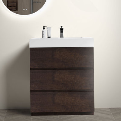 Meuble-lavabo autoportant avec grand lavabo et rangement
