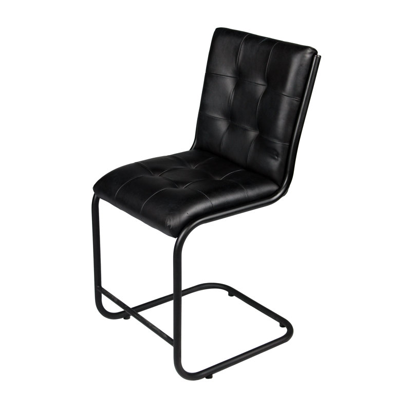 Ebony Leather Counter Chair, Ebony Genuine Leather
