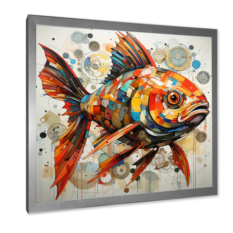 Fishing Pop Art Piscine II - Animals Canvas Art Print, H 24 po x l 24 po x P 1 po, Cadre simple argenté