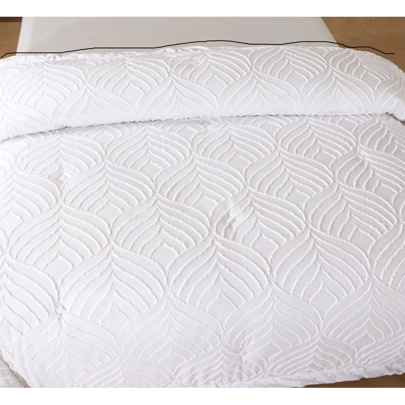Polyester Bedspread with Pillow Shams, White, Super King Bedspread + 2 Standard Shams