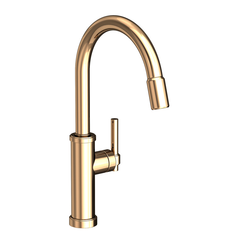 Seager Single Handle Pull Down Kitchen Faucet, French Gold (PVD)