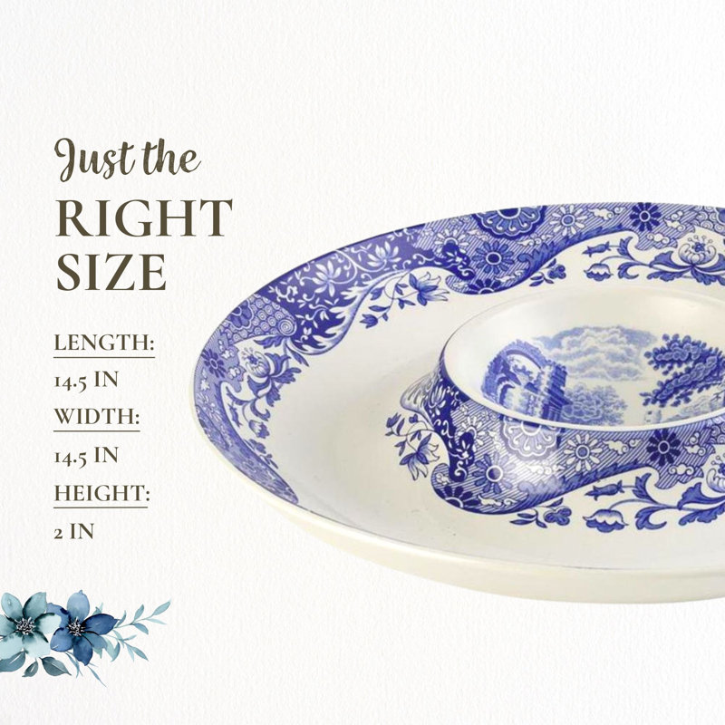 Spode Blue Italian Chip & Dip 14.5"