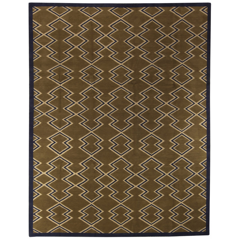 Tapis moderne à motif géométrique aztèque 9 pi x 12 pi Modern