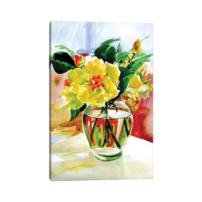 «Still Life With Yellow Flowers» par Anna Brigitta Kovacs, reproduction d'art sur toile tendue
