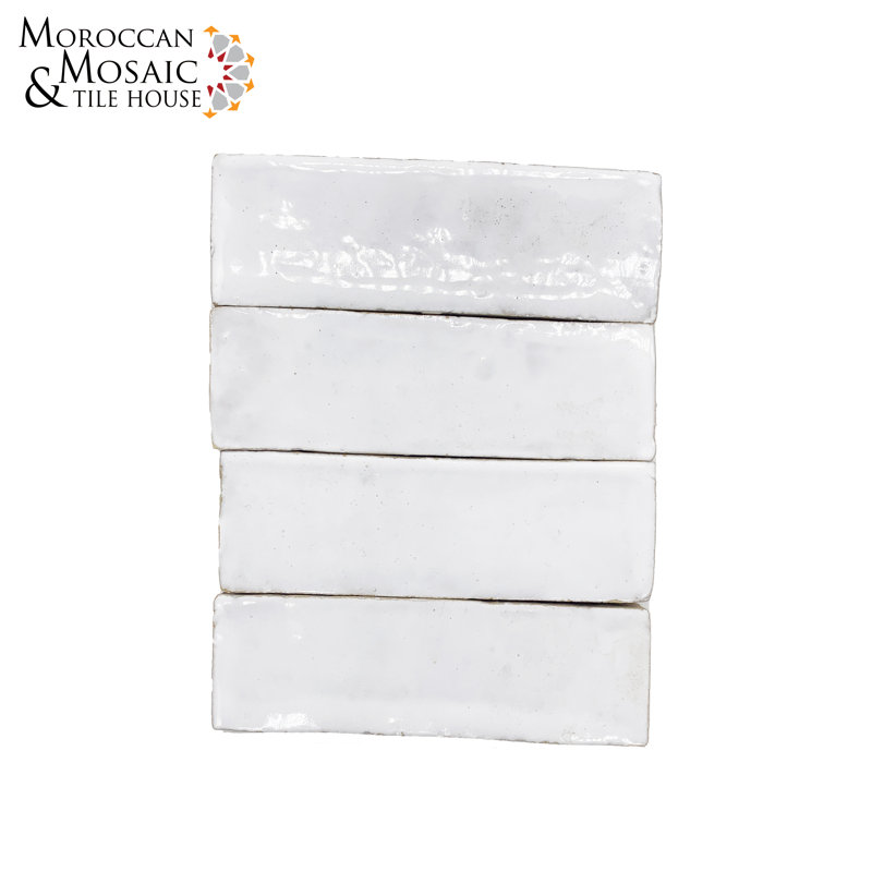 Zellige 2" x 6" Terra Cotta Brick Look Wall & Floor Tile, White