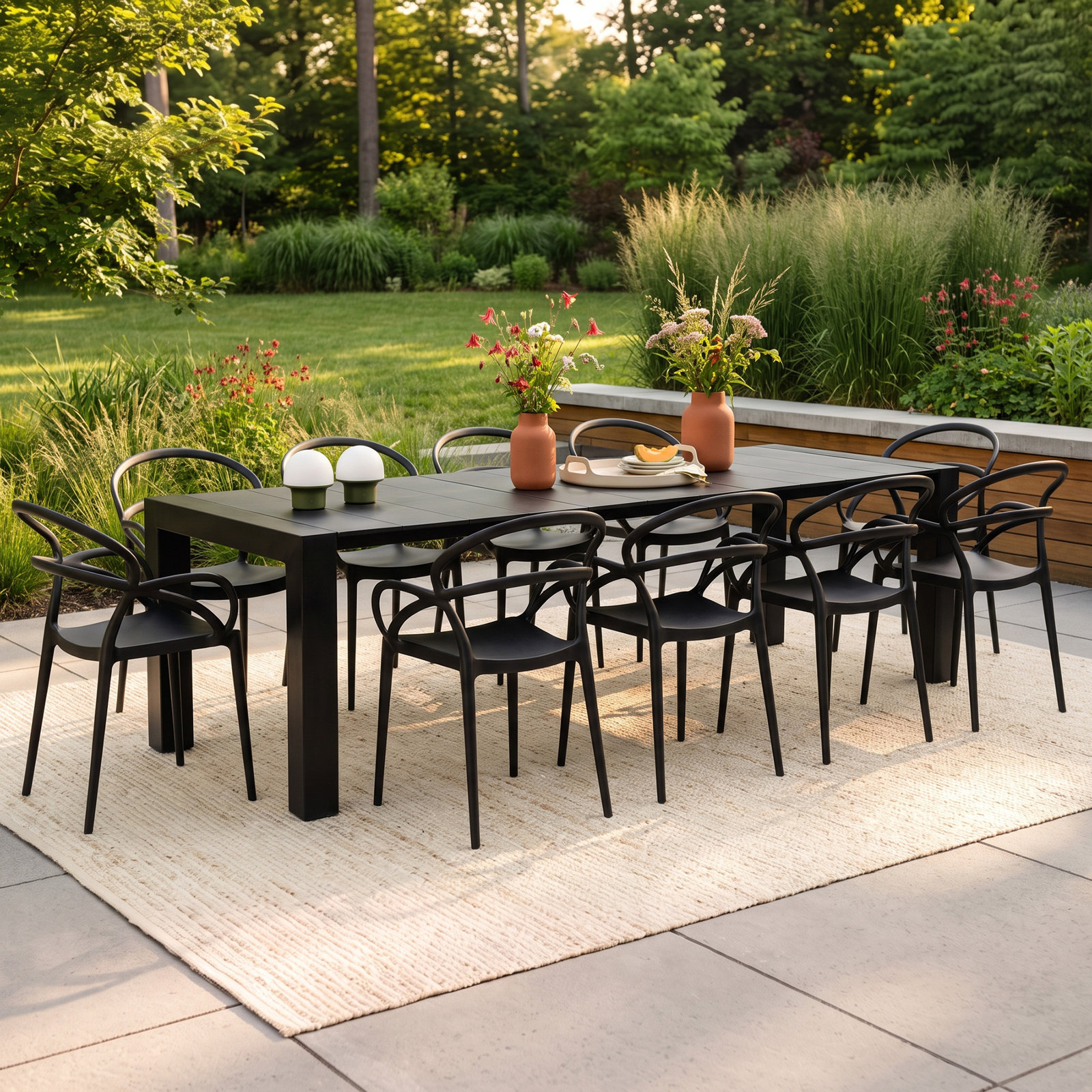 Comet 39" Patio Dining Set, Black