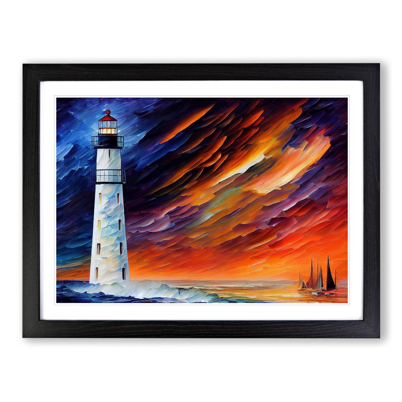 Lighthouse Vol.3 Abstract - Single Picture Frame Print, Black, 46cm H x 64cm W
