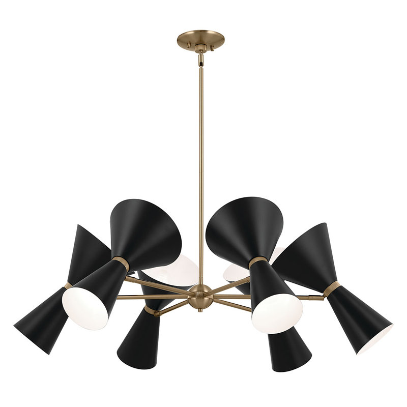 Phix 12-Light Steel Black Adjustable Chandelier, Black