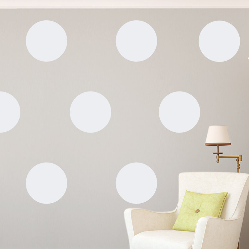 Décalcomanie murale Pois géants, Blanc, 12 pouces
