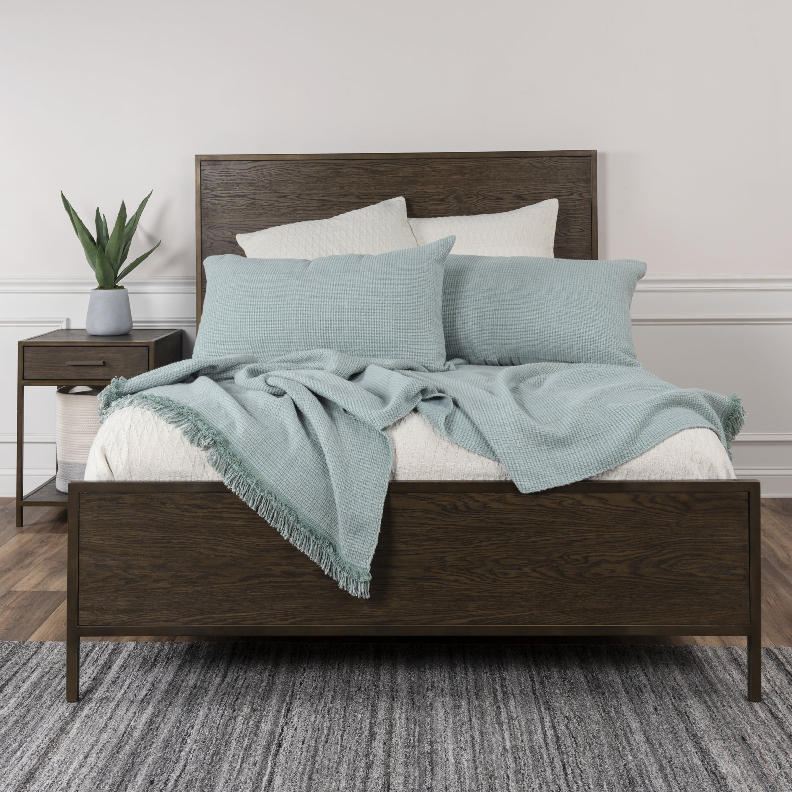 Eastover Cotton Hand Woven Blanket, Aqua