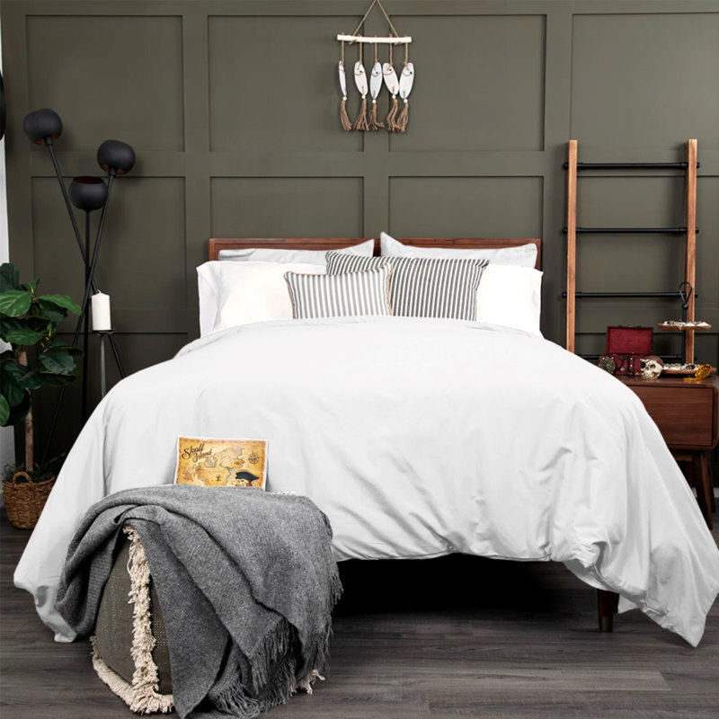 Microfibre 200 TC Plain Reversible Plain Weave Modern & Contemporary Duvet Cover Set, Kingsize - 2 Standard Pillowcases
