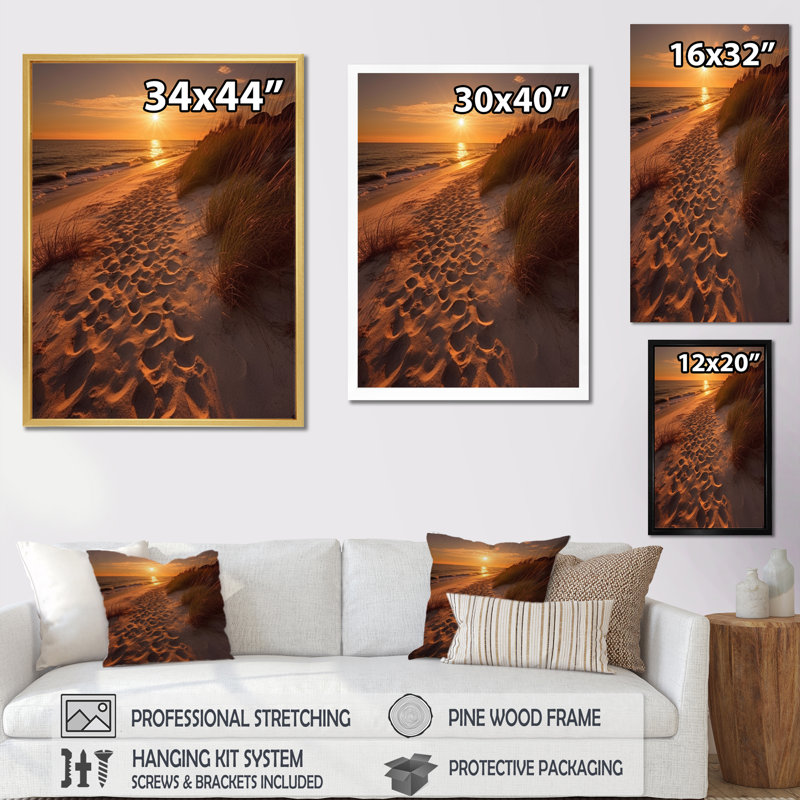 «Alabama Golden Hour At Gulf Shores VII», reproduction sur toile, H 44 po x l 34 po x P 1,5 po, Cadre flottant blanc