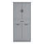 Armoire de rangement de salle de bain grise, matériau et finition peinte, 2 buanderie, tablette réglable, basculement, portes et armoire de tiroir gris, avec surface, porte pour la maison-118024757