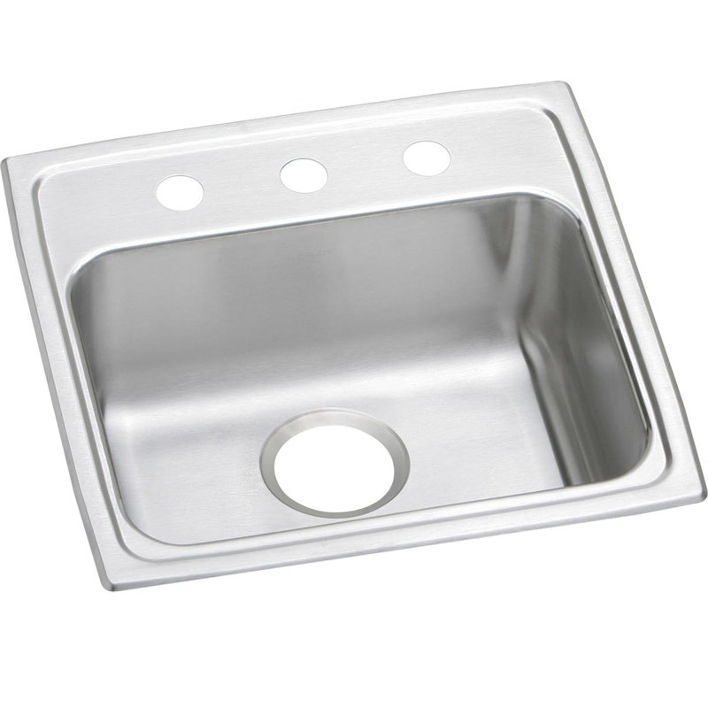 Évier de cuisine à montage sur plan L 19,5 po x l 19 po Lustertone Classic, 3 trous, 5.38"