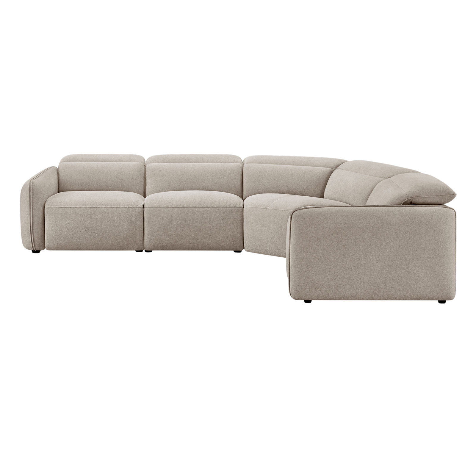Bayne Upholstered Recliner Sectional, Elite Sand Chenille