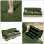 Élégant canapé Chesterfield en velours vert - capitonné à boutons et jupe à pampille pour des espaces de vie confortables-901897606