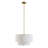 3-Light 20” Polished Brass & White Modern Farmhouse Drum Chandelier Light with Adjustable Height for Dining Room.-2043329507