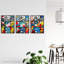 Abstract Pop Art Vibrant Artwork Bubbles Lines and Patterns 3 Piece Wall Art-1893231968