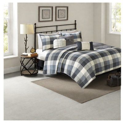 Piece Bedding Sets, Grey Polyester Herringbone Quilt With Farmhouse Style, King/cal King
