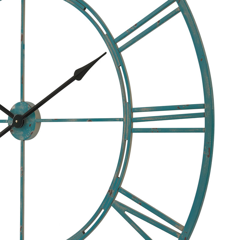 Oversized Roman Round Wall Clock, 43.5 Diameter, Sea Green