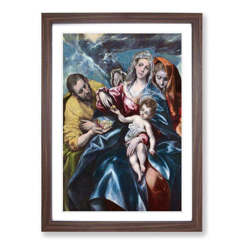 The Holy Family by El Greco - Picture Frame Painting on MDF, 36cm H x 27cm W x 2cm D, Walnut