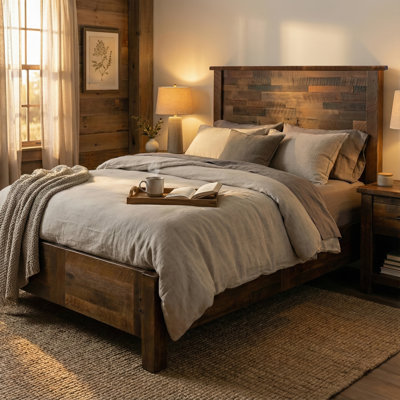 Fireside Lodge Barnwood Americana Bed with Rail System - Cal King