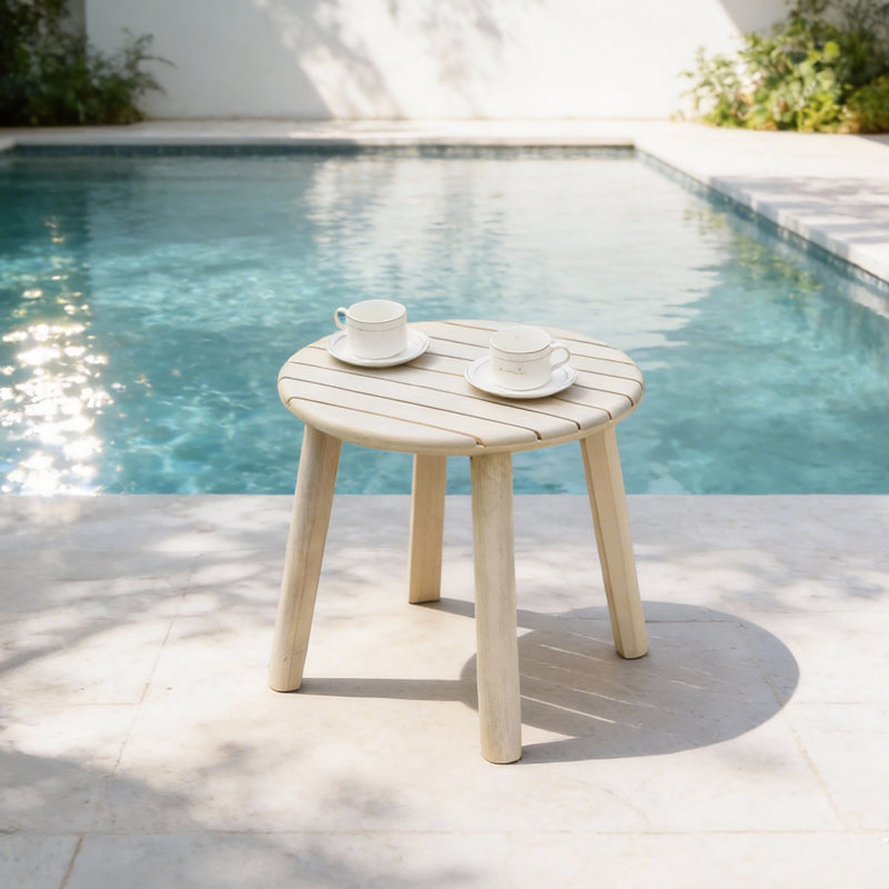 Table d'appoint ronde ronde en acacia