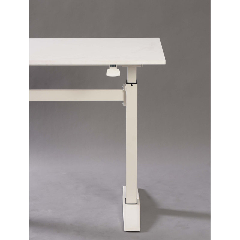 47-Inch Adjustable Standing Desk With Smooth Manual Height Adjustment, White Finish For Enhanced Ergonomics And Productivity
