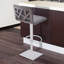 Tabouret de bar rotatif à hauteur ajustable avec base piédestal en acier inoxydable brossé Bjorn-50331853-92442817