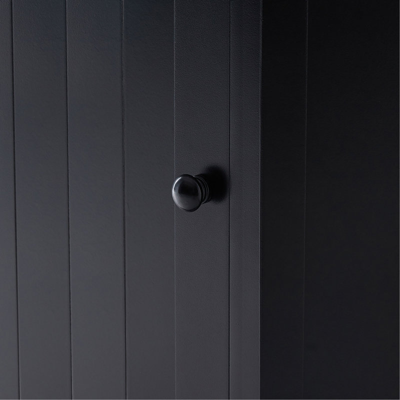 Armoire de rangement en coin noire avec tablette réglable