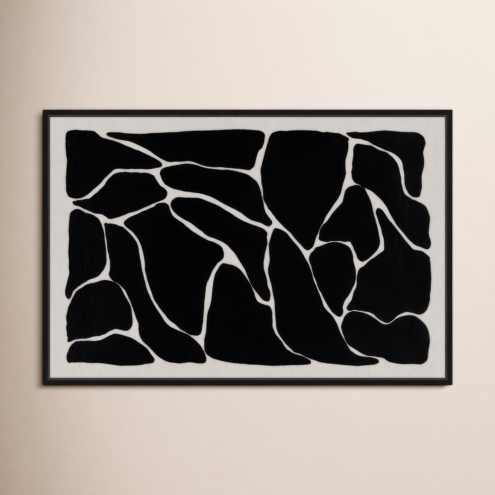 Abstract Black and White Giraffe Pattern Print, Black, 17" H x 25" W