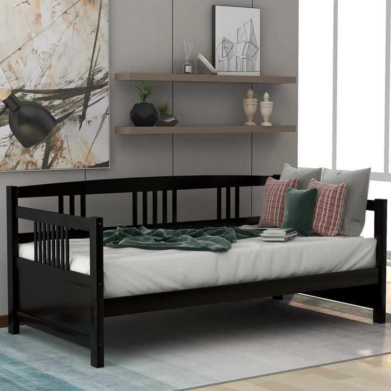 Lit de jour moderne en bois massif, multifonctionnel, Espresso