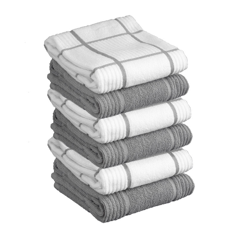 T-fal Solid and Check Dish Cloth, Gray