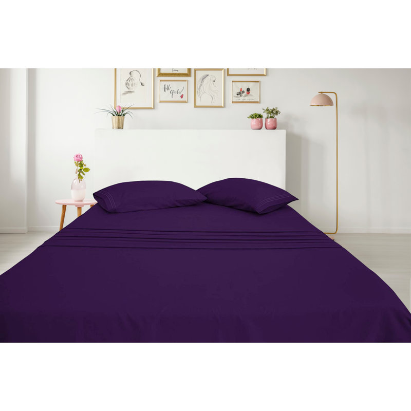 Greeny Green Luxury Bamboo Rayon Sheet, Purple, Queen Sheet Set + 1 Fitted Sheet + 2 Pillowcases