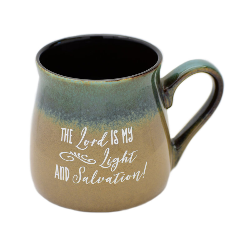 Tasse en céramique Lord Coffee | «The Lord Is My Light And Salvation! | Tasse de designer 16 onces avec un sentiment inspirant | Look de poterie élégant