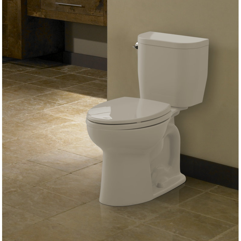 TOTO® Entrada™ Two-Piece Round 1.28 GPF Universal Height Toilet, Cotton White