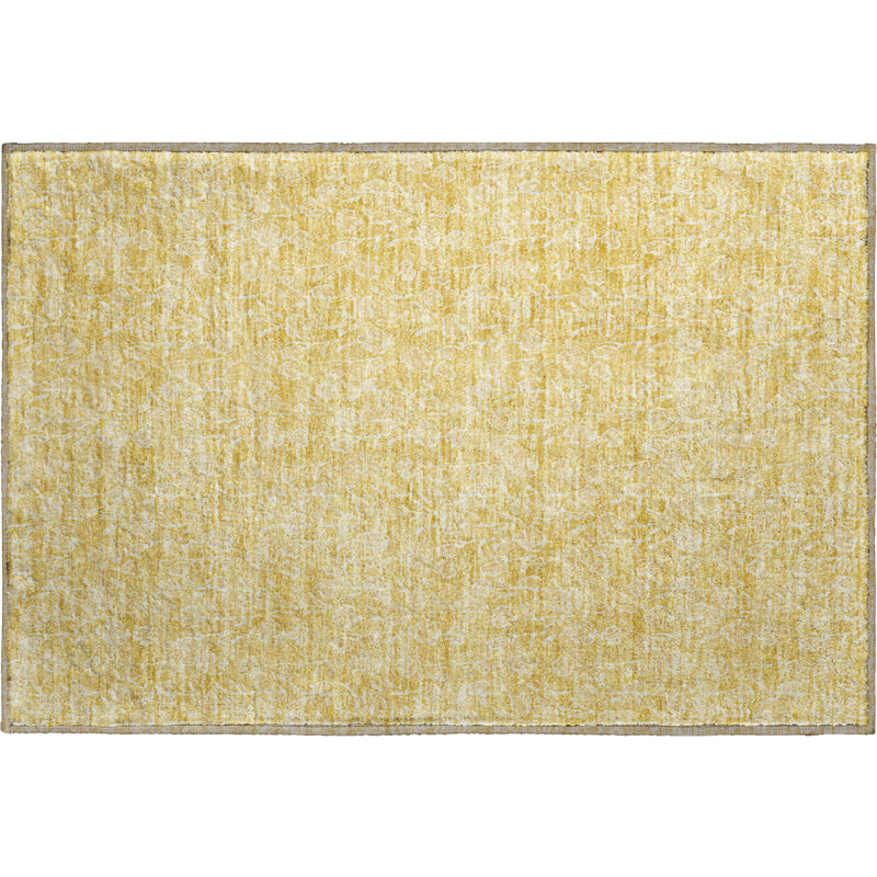 Tapis doré Prisco lavable à la machine de qualité supérieure, Rectangle 1 pi 8 po x 2 pi 6 po