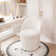 Upholstered Vanity Stool, Swivel Accent Stool with Wingback, Boucle Fabric Make-up Chair