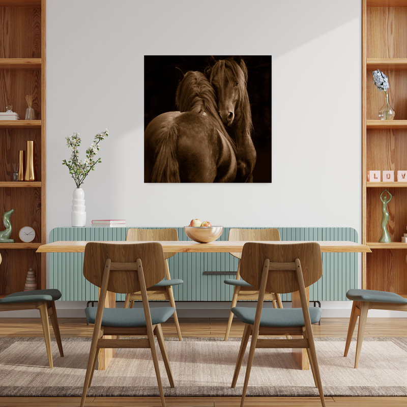 Art animalier, tendresse et cheval, H 36 po x l 36 po