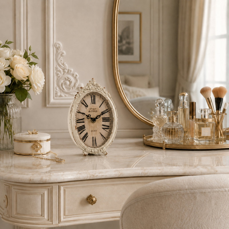 Antique Paris Oval Table Clock