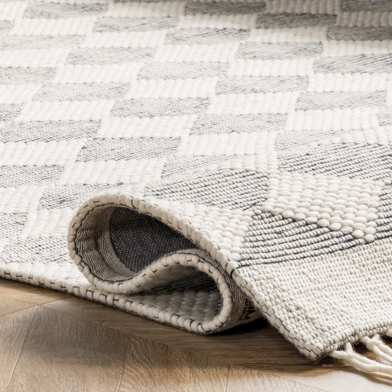 Tapis gris en laine Fractal Diamond, Tapis de couloir 2 pi x 8 pi