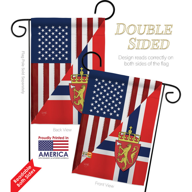 Polyester à 2 côtés 18,5 x 13 po american norvège amitié ensemble de drapeau