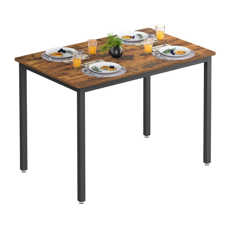 Adrey Metal Base Dining Table, Rustic Brown